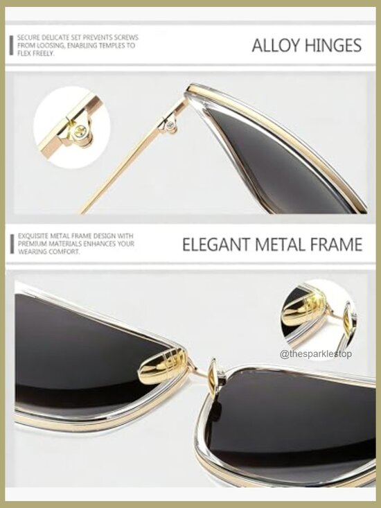 Metal Frame Oversized Cat Eye Sunglasses UV400 Protection main image 4